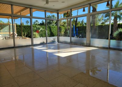 Marble floor grinding to remove all dog scratches and stains…medium shine finish and seal