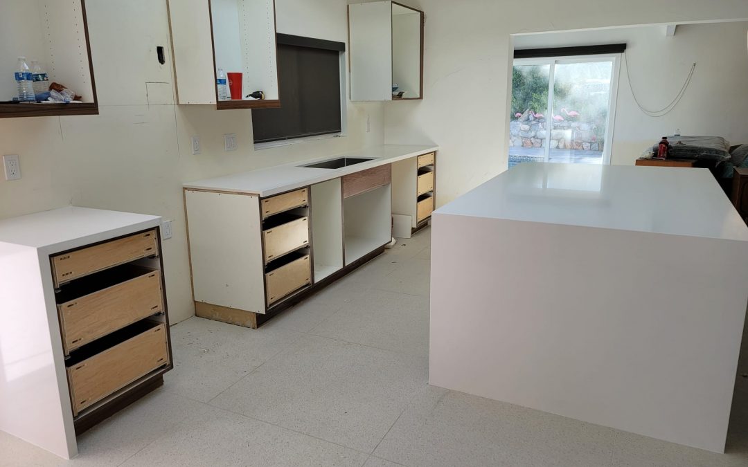 White solid Quartz fabrication and installed
